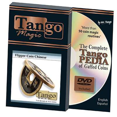 Flipper Chinese Coin Black (w/DVD) (CH012) by Tango - Trick