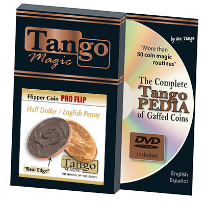 Flipper Coin Pro Flip Half Dollar/English Penny (w/DVD)by Tango
