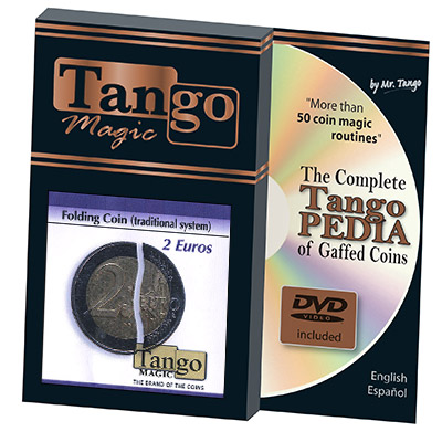 Folding Coin - 2 Euros (Traditional w/DVD) by Tango Magic - Tri