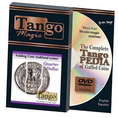Folding Coin Quarter (D0021) (Traditional w/DVD) by Tango Magic