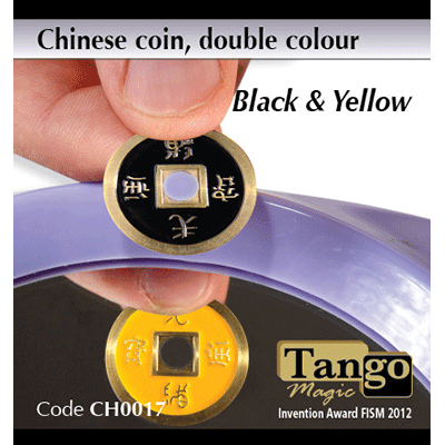 Chinese Coin (CH0017) Black & Yellow by Tango Magic - Tricks