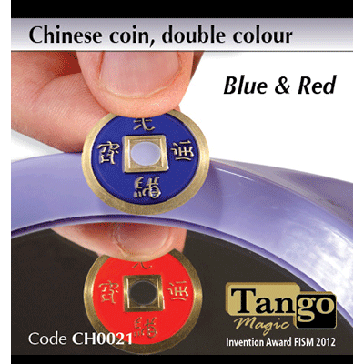 Chinese Coin (CH0021) Blue & Red by Tango Magic - Tricks