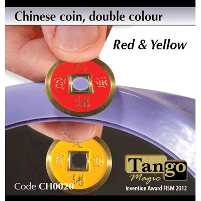 Chinese Coin (CH0020) Red & Yellow by Tango Magic - Tricks