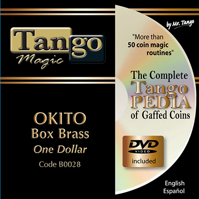 Okito Coin Box (BRASS w/DVD)(B0028) One Dollar by Tango Magic -